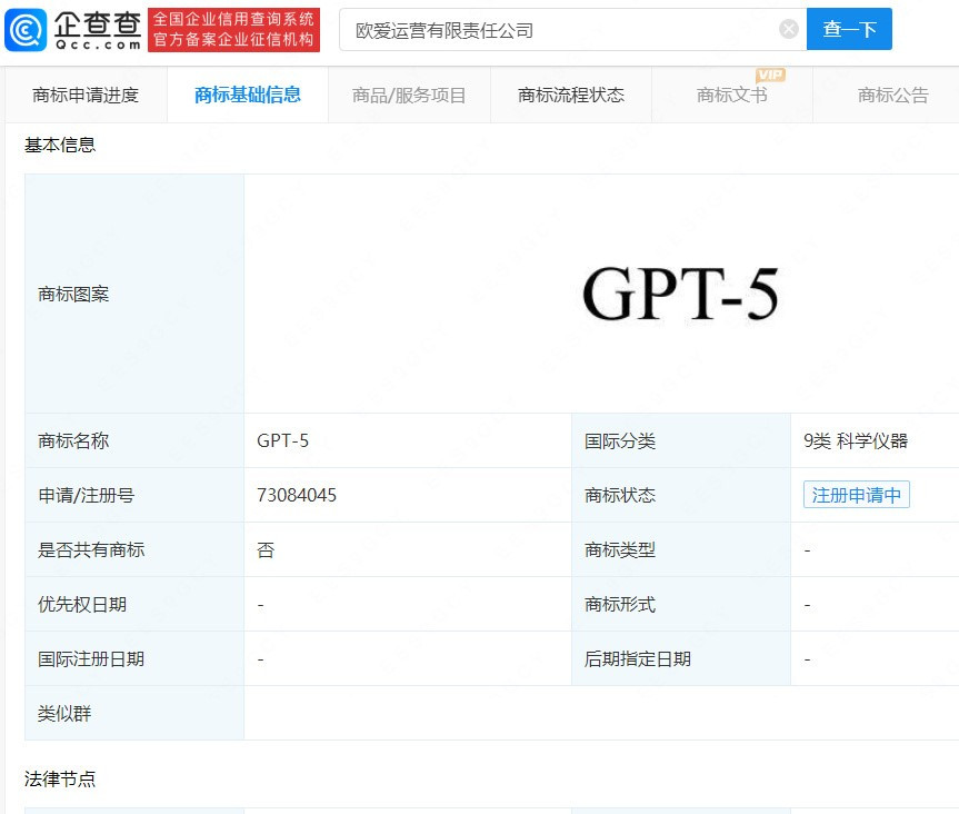GPT-5要来了 OpenAI在国内申请GPT5商标