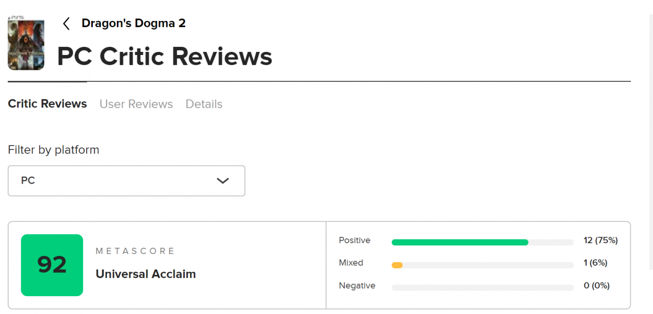 《龙之信条2》媒体评分解禁 PC版M站均分92