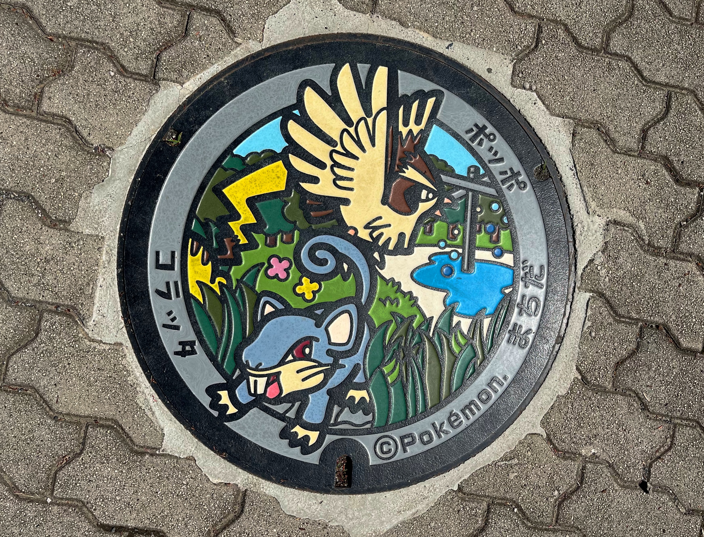 Pidgey-and-Rattata-Pokemon-Machida-manhole-cover