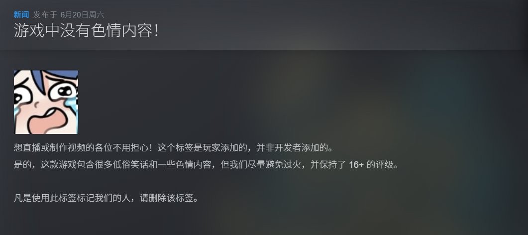 Steam游戏因擦边内容被打上色情标签 开发商恳请删除 配图3
