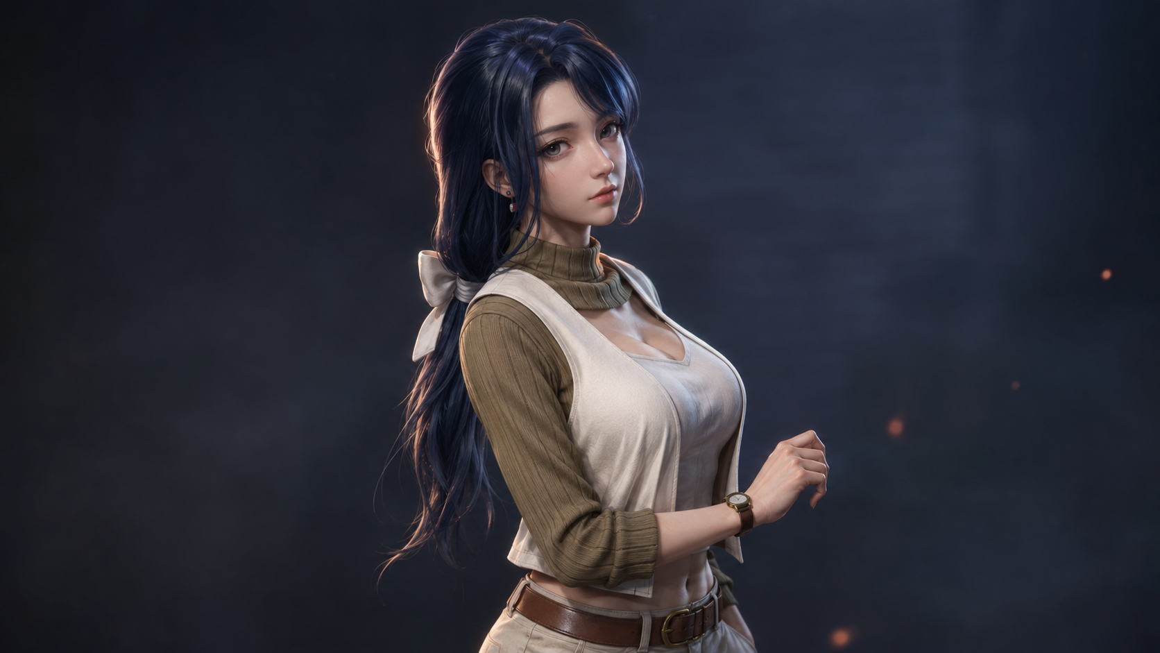 冷蓝微光中的优雅身影——Eika Hizutome 3D重绘