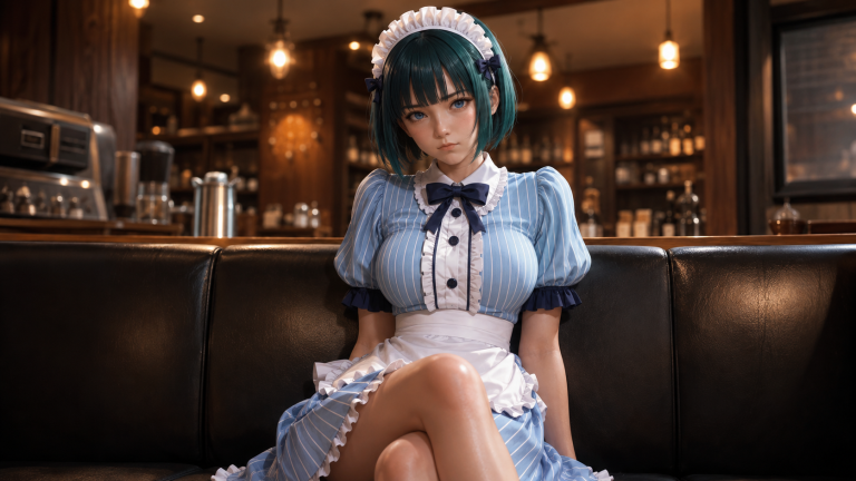 暖灯下的青蓝女仆