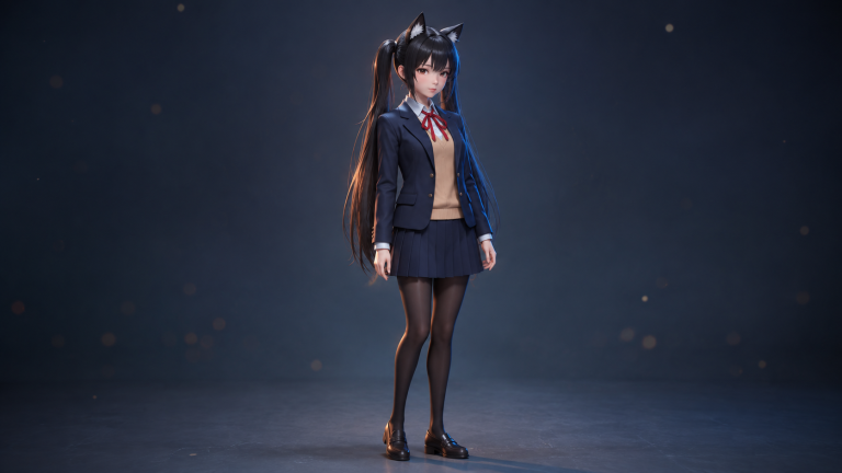 暮蓝猫影：中野梓的3D光影时刻