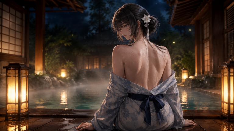 月泉花影：夜雾中的静默回眸
