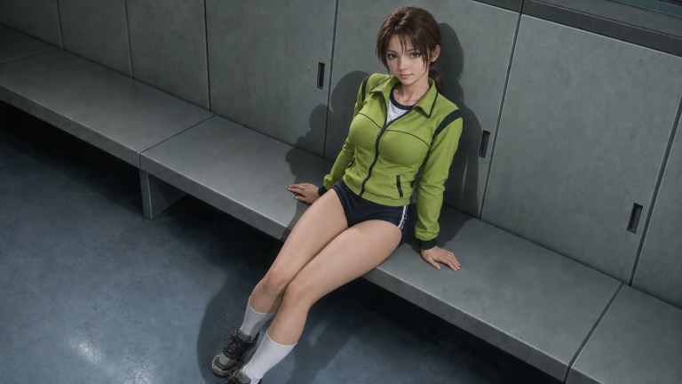 绿影小憩：马尾慢跑女孩