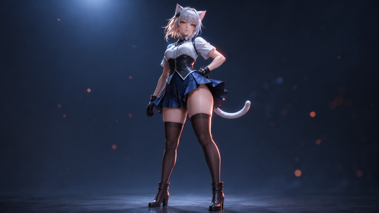 金瞳夜影·银发猫灵