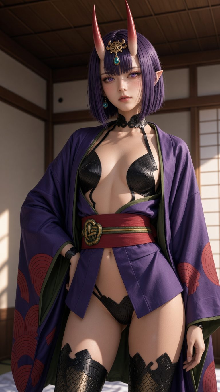 紫发红角